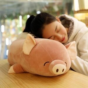 Plush soft toys pink pig Pillow, Hugging Pillow, Falling Down Shape